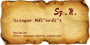 Szinger Ménrót névjegykártya